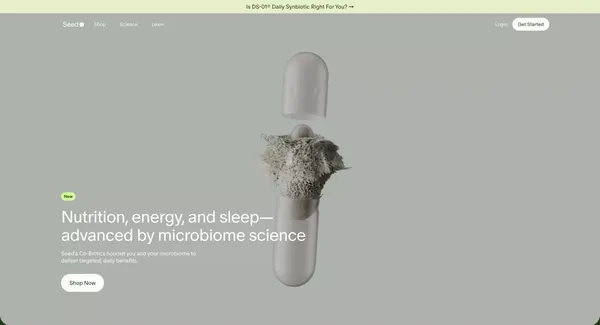 Seed • Whole Body Health Starts in the Gut - Landing design inspiration