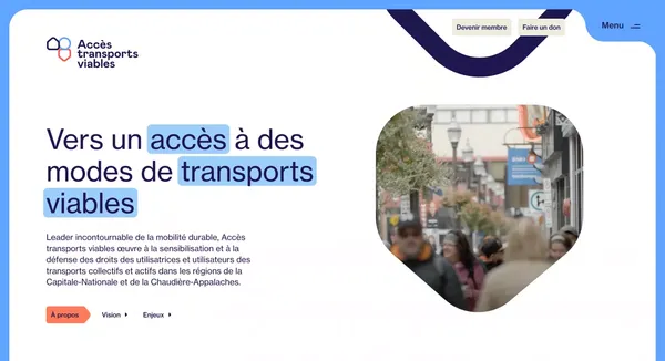 Accueil - Accès transports viables - Landing design inspiration