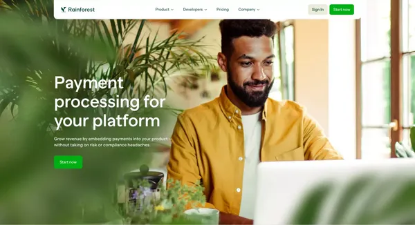 Rainforest | Payments processing for software companies - Landing design inspiration