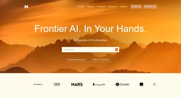 Mistral AI | Frontier AI in your hands - Landing design inspiration