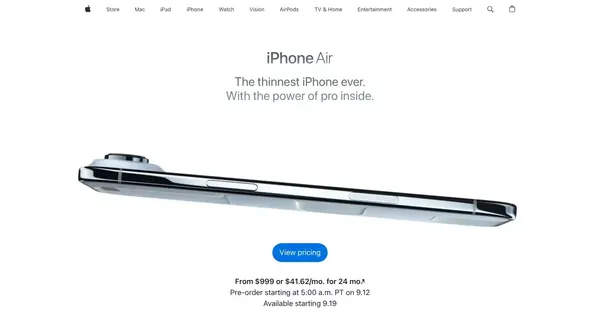 iPhone Air - Apple - Landing design inspiration