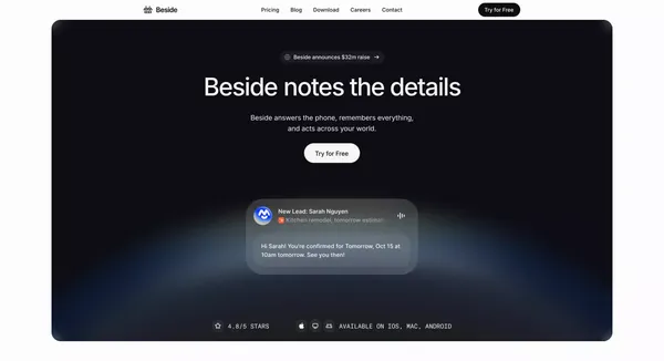 Beside - Landing design inspiration