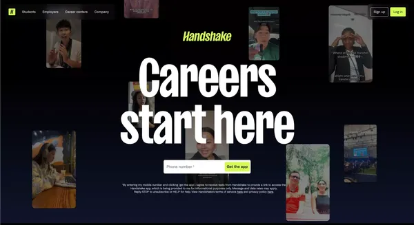 Handshake: Careers start here | Handshake - Landing design inspiration