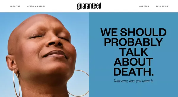 Guaranteed: End-of-life care, how you want it. - Landing design inspiration