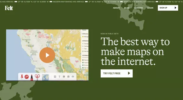 Felt – The best way to make maps on the internet - Landing design inspiration