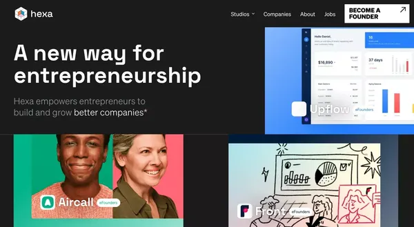 Hexa - A new way for entrepreneurship - Landing design inspiration
