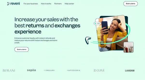 Increase your sales with instant returns and exchanges - Landing design inspiration