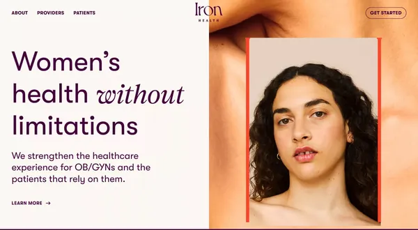 Iron Health | A virtual extension of the OBGYN - Landing design inspiration