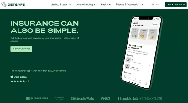 Getsafe | Insurance can also be simple. | Download Our App! - Landing design inspiration