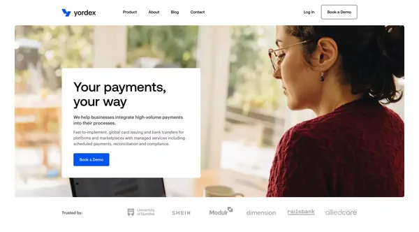 Yordex | Embedded payments - Landing design inspiration