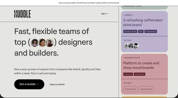 Huddle - Landing design inspiration