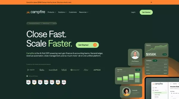 Campfire | The modern approach to accounting. - Landing design inspiration