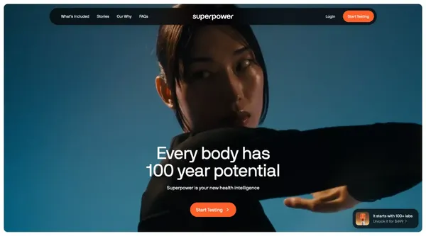 Superpower | Your New Health Intelligence - Landing design inspiration