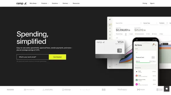 Ramp | Corporate Cards and Finance Automation That Scales - Landing design inspiration