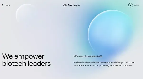 Nucleate - Landing design inspiration