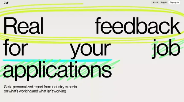 Real feedback for creative industry job applications | SuperHi.cv - Landing design inspiration