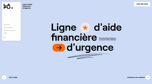 Ligne d'aide financière d'urgence | LAFU - Landing design inspiration