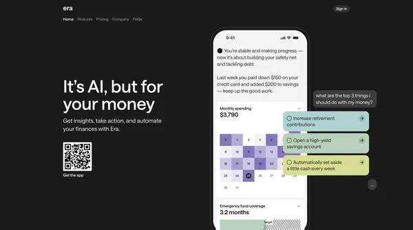 AI to make more of your money | Era - Landing design inspiration
