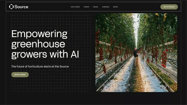 Source.ag Empowering greenhouse growers with AI - Landing design inspiration