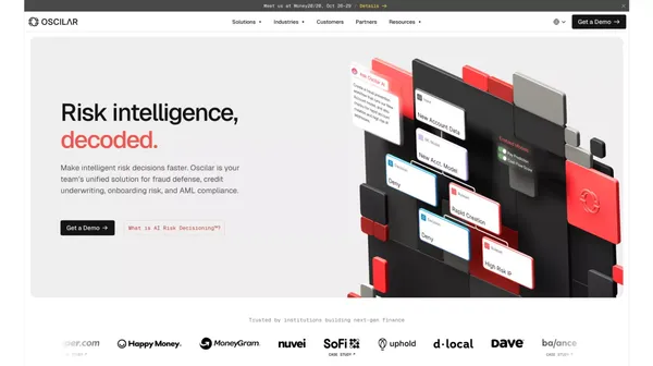 Oscilar - Risk Intelligence Decoded - Landing design inspiration