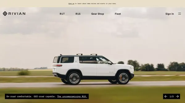 Rivian - Electric Adventure Vehicles - Landing design inspiration