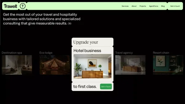 Trawelt - A specialized Salesforce consultancy for travel and hospitality. - Landing design inspiration