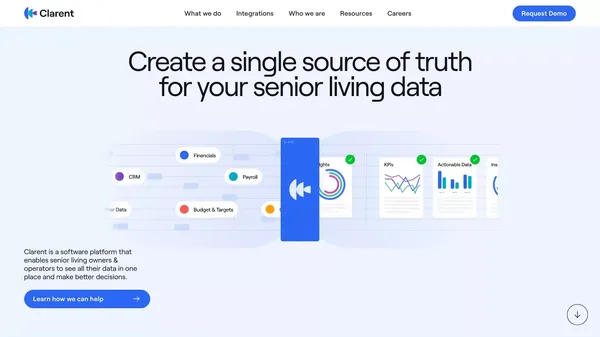 Clarent | Single source of truth for senior living data - Landing design inspiration