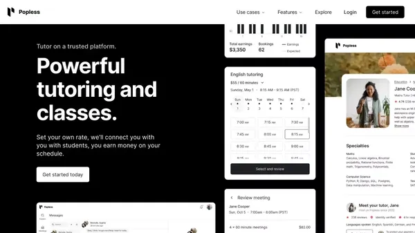 Popless | The all-in-one tutor platform for private tutors and group classes - Landing design inspiration