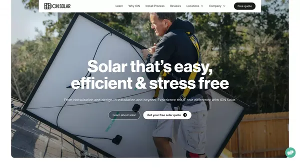ION Solar | Solar that’s easy, efficient & stress free. - Landing design inspiration