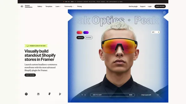 Framer Commerce | Shopify x Framer - Landing design inspiration