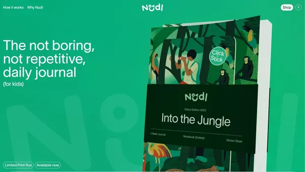 Nudl Journals | Kids' Themed Journals and Notebooks - Landing design inspiration