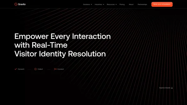 Gravito Ltd - Real-Time Identity Resolution & Consent Management - Landing design inspiration