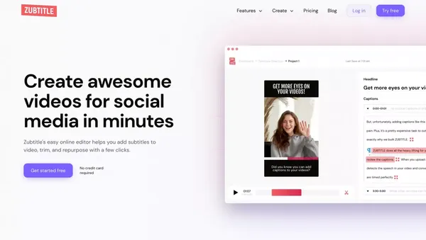 Zubtitle – Add Subtitles to Video, Edit, & Repurpose Content - Landing design inspiration