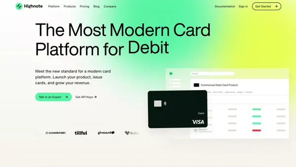 Highnote | Most Modern Card Issuer Processor and Program Management Platform - Landing design inspiration