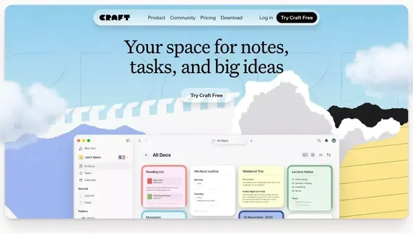 Craft — Docs and Notes Editor - website design inspiration