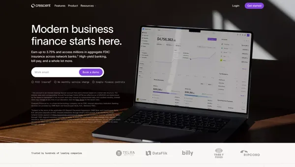 Crescent: High interest business banking with maximum protection - Landing design inspiration