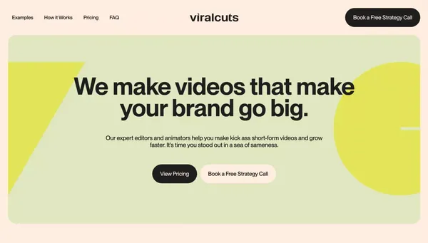 ViralCuts - Short Form Video Animators that Make Your Brand Go Big - Landing design inspiration