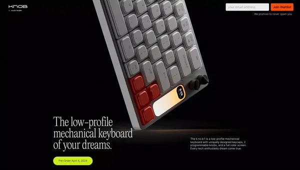 KNOB / k.no.b.1 / Low Profile Mechanical Keyboard - Landing design inspiration