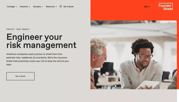 Founder Shield | Risk Management for High-Growth Companies - Landing design inspiration