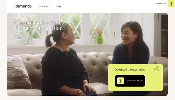 Remento: Capture family stories - Landing design inspiration