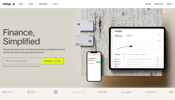 Ramp - Corporate cards and finance automation that scales with you - Landing design inspiration