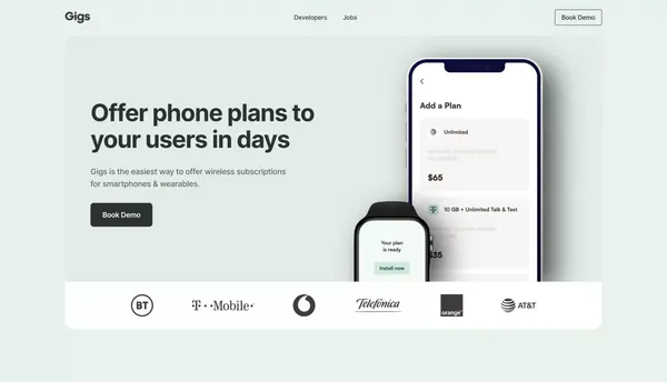 Gigs - Connectivity for your customers - Landing design inspiration