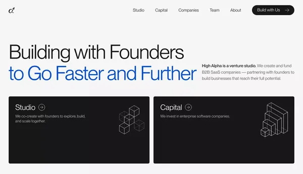 High Alpha | A B2B SaaS Venture Studio - Landing design inspiration