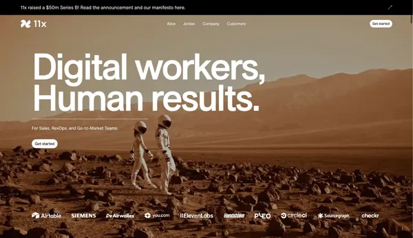 11X – Digital workers, Human results - Landing design inspiration