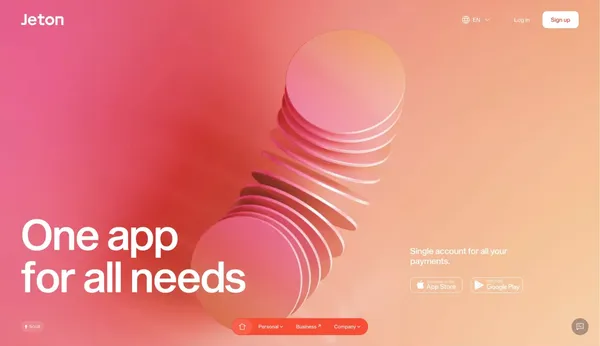 Jeton - Landing design inspiration