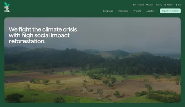 Sustainable and environmental projects for Corporations and Privates | zeroCO2 - Landing design inspiration