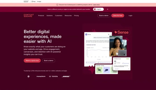 Contentsquare: all-in-one experience intelligence platform - Landing design inspiration
