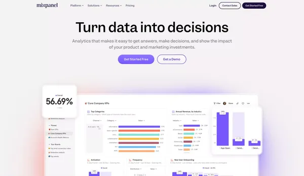Mixpanel - Digital Analytics Platform - Landing design inspiration