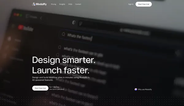 Modulify AI – Design Smarter, Build Faster | Powered by AI - Landing design inspiration