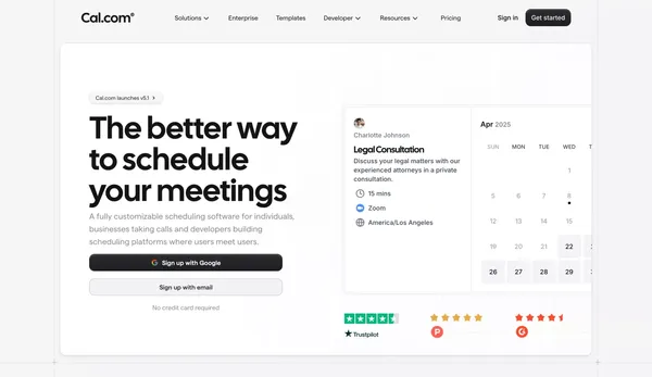 Cal.com | Open Scheduling Infrastructure - Landing design inspiration